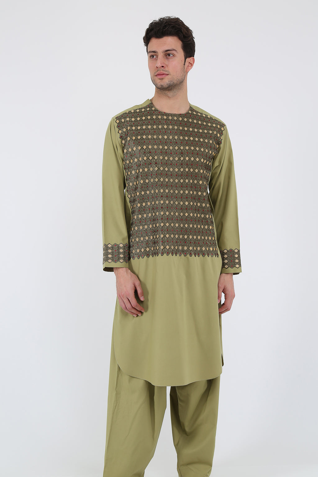 afghan Perantomban Square Chest Design Yellow