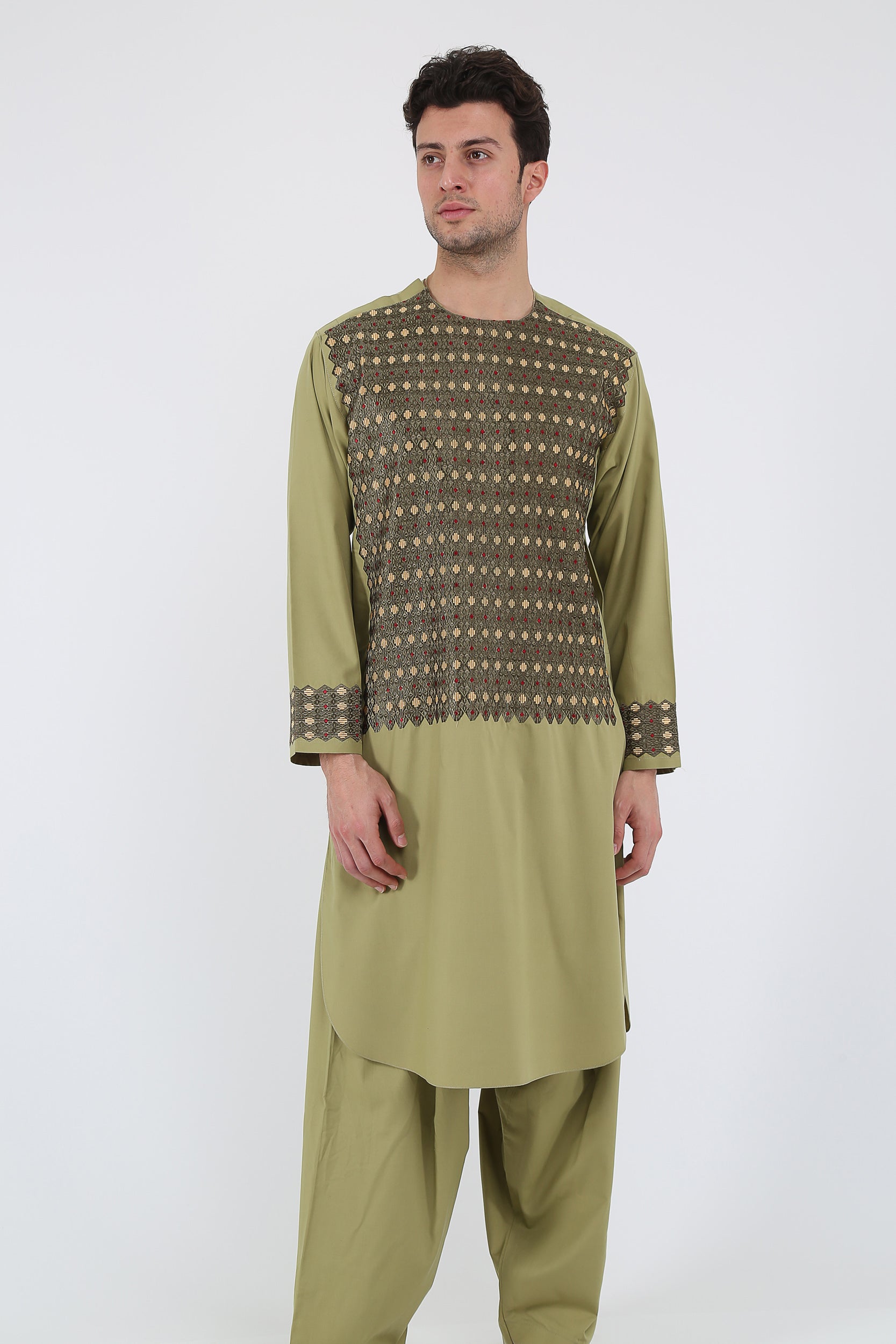 afghan Perantomban Square Chest Design Yellow