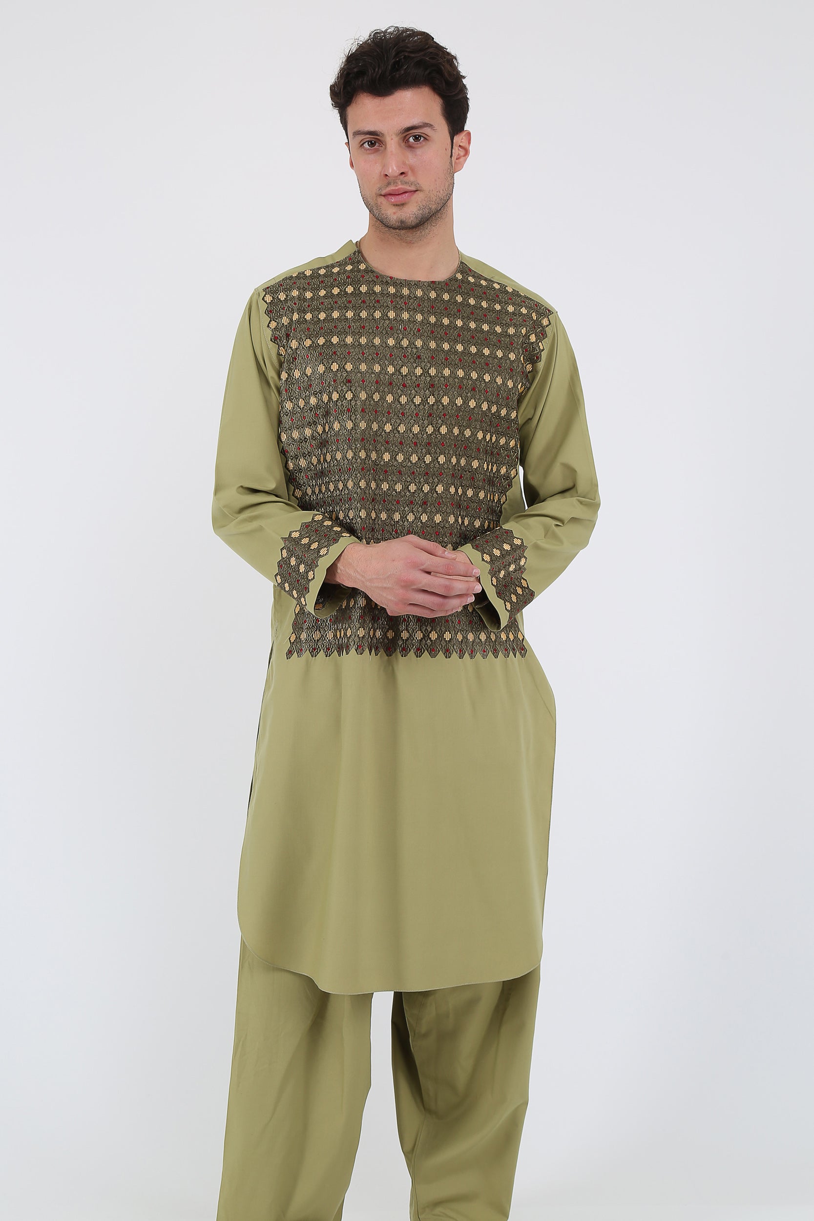 afghan Perantomban Square Chest Design Yellow