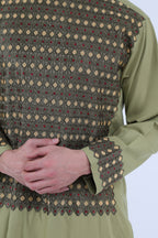 afghan Perantomban Square Chest Design Yellow